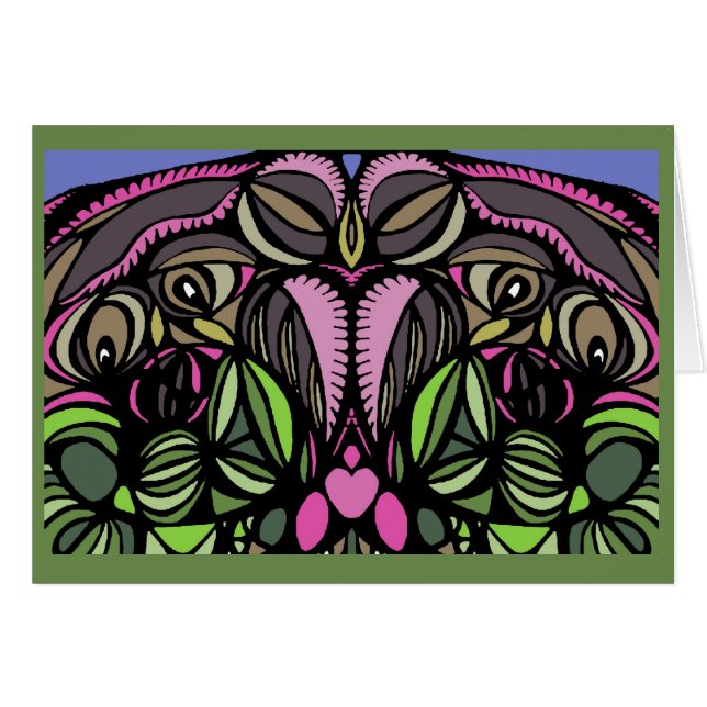 Cartão Mama e bebê Pássaro-Verdes (Frente horizontal)