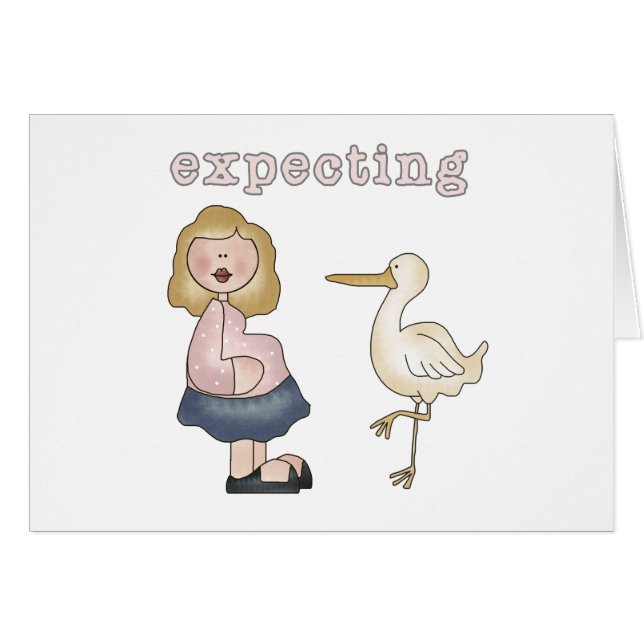 Cartão Mamã e cegonha expectantes (Frente Horizontal)