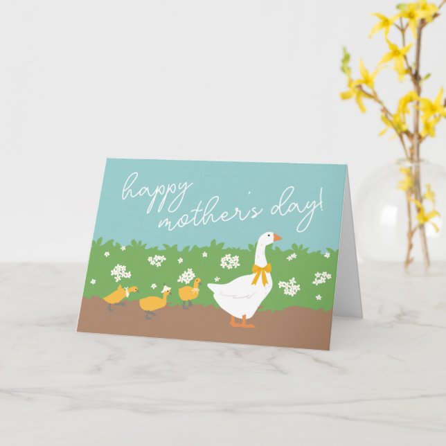 Cartão Mama Goose & 3 Goslings Happy Mother's Day (Flor Amarela)