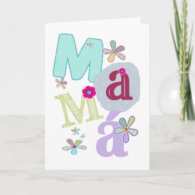Cartão mamá, happy mother's day in Spanish (Frente)