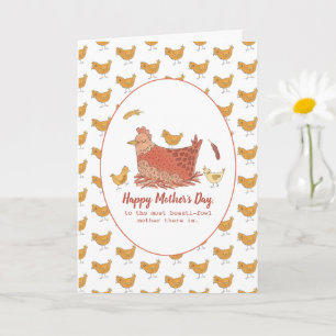 Cartão Mama Hen and Chicks Funny Mother's Day