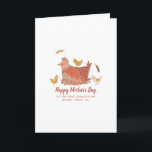 Cartão Mama Hen and Chicks Funny Mother's Day Card<br><div class="desc">Make your mama smile this year with this funny and adorable hand drawn hen and chicks Mother's Day card! Original artwork by Tiffany Duffy of a sweet mommy chicken peacefully nesting with her little chicks all around her surrounded by love. Card includes customizable text full of chicken puns. Keep them,...</div>