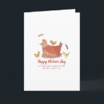 Cartão Mama Hen and Chicks Funny Mother's Day Card<br><div class="desc">Make your mama smile this year with this funny and adorable hand drawn hen and chicks Mother's Day card! Original artwork by Tiffany Duffy of a sweet mommy chicken peacefully nesting with her little chicks all around her surrounded by love. Card includes customizable text full of chicken puns. Keep them,...</div>