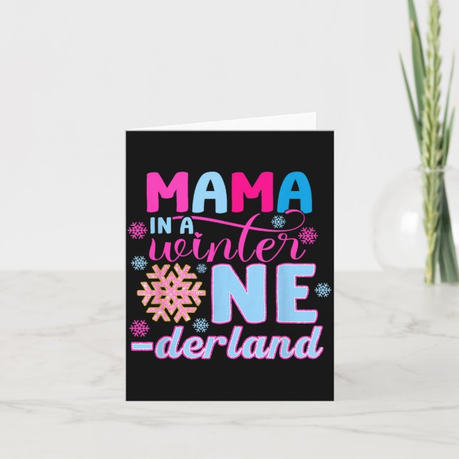 Cartão Mama In A Winter Onederland Bday Girl Sweet Snowfl (Frente)