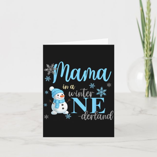 Cartão Mama In A Winter Onederland Birthday Boy Girl Cute (Frente)