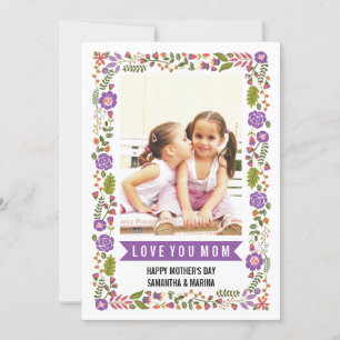 Cartão Mamã, roxo do feliz dia das mães, foto floral