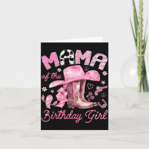 Cartão Mamãe da menina aniversariante vaqueira cor-de-ros