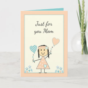 Cartão Mamãe, de uma menina de saudade de aniversário d