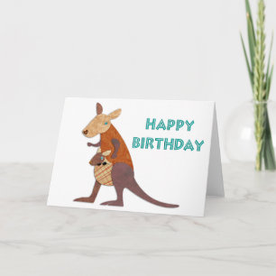 Cartão Mamãe e Baby Kangaroo Birthday
