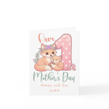 Mamãe e Bebê Raposa Rosa 1º Dia das Mães