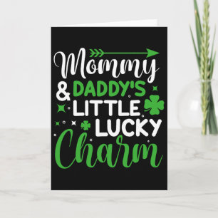 Cartão Mamãe e Papai Charme Pequeno Sortudo St Patrick Da