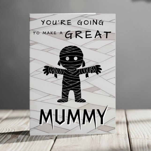Cartão Mamãe é Parabéns de Chá de fraldas de Halloween (Mummy congratulations card for Mother to be - Baby shower)