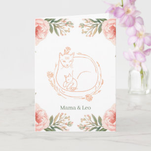Cartão Mamãe Gata Personalizada & Floral de Dia das Mães 