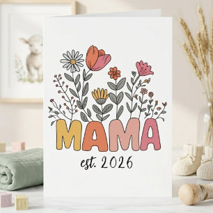 Cartão Mamãe Mama Est 2026 Gravidez Floral Personalizado