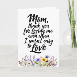 Cartão Mamãe Me Ama Mesmo Quando Aquarela Flores Silvestr