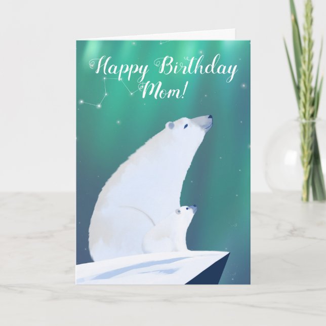 Cartão Mamãe Urso e seu Cubo assistindo estrelas (Frente)