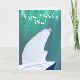 Cartão Mamãe Urso e seu Cubo assistindo estrelas