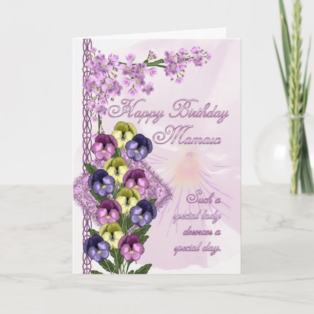 Cartão Mamaw Birthday Card - Pansy (Frente)