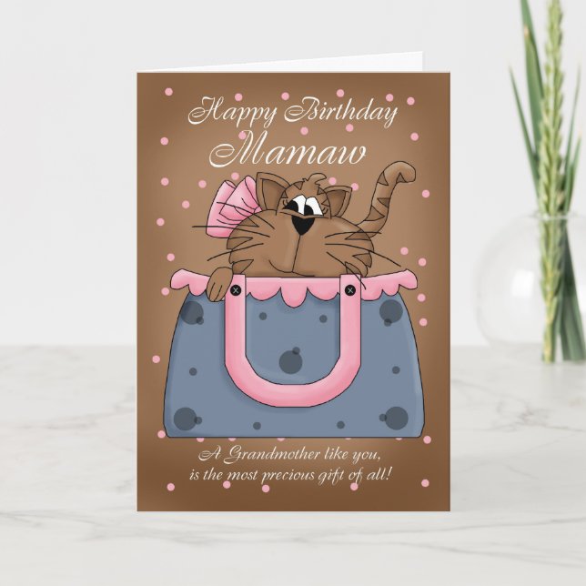 Cartão Mamaw Birthday Card - Purse Pet Cat (Frente)