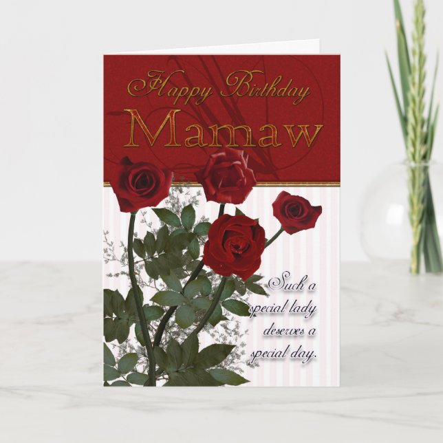 Cartão Mamaw Birthday Card - Roses (Frente)