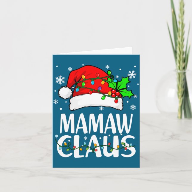 Cartão Mamaw Claus Christmas Lights Pajama Family Matchin (Frente)