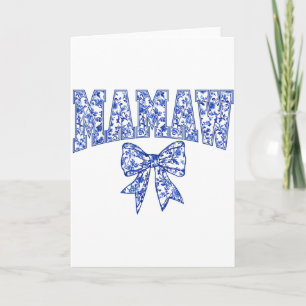 Cartão Mamaw Coquette Toile Laço Azul Floral Dia das Mães