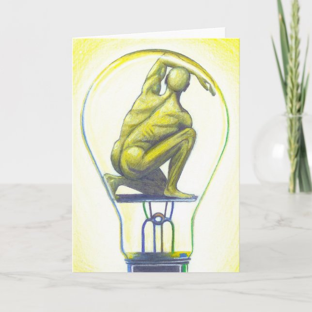 Cartão "Man Bulb" Surreal Art Notecard by Ashazart (Frente)