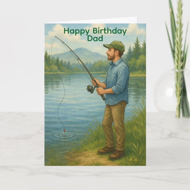 Cartão Man Fishing Custom Birthday/Fathers Day (Frente)