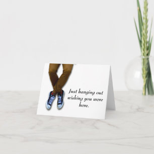 Cartão Man Legs Sitting on Edge of Folded Greeting Card
