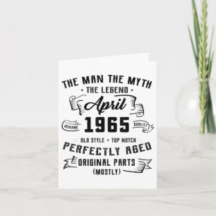 Cartão Man Myth Legend abril de 1965 60th Aniversário Tee