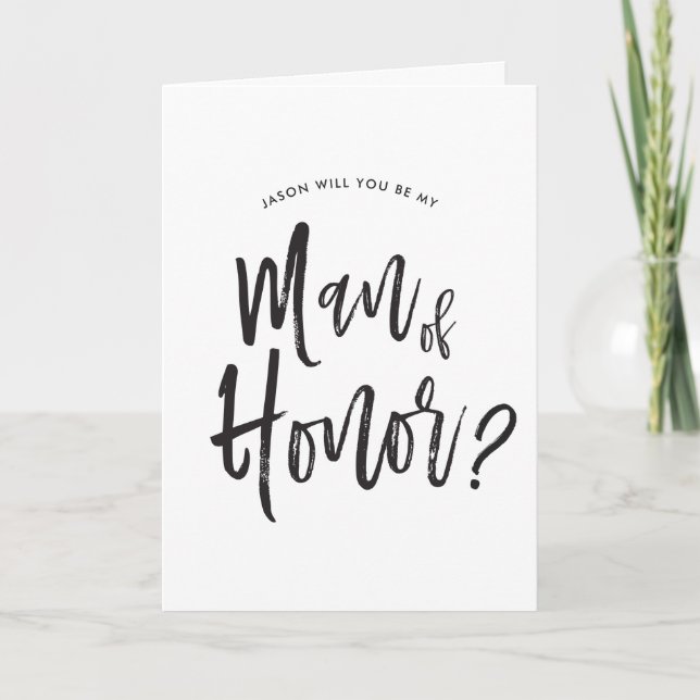Cartão Man of Honor | Script Style Custom Wedding (Frente)