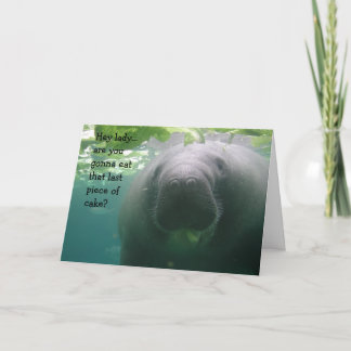 Cartão Manatee Birthday Last piece of cake Lady - 5x7