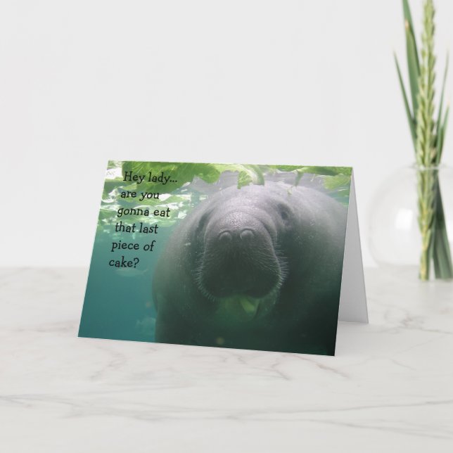 Cartão Manatee Birthday Last piece of cake Lady - 5x7 (Frente)