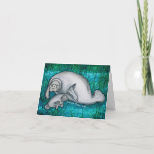 Cartão Manatee Mama and Pup Notecard