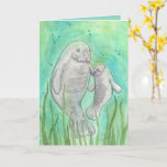 Cartão Manatee Mother's Day Greeting Card<br><div class="desc">A sweet manatee mom & child wish you a Happy Mother's Day! Customize the inside greeting for this card. This card features original artwork by Melissa Rohr,  copyright 2021. All rights reserved.</div>