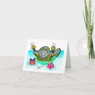 Cartão Manatee with Maracas birthday card