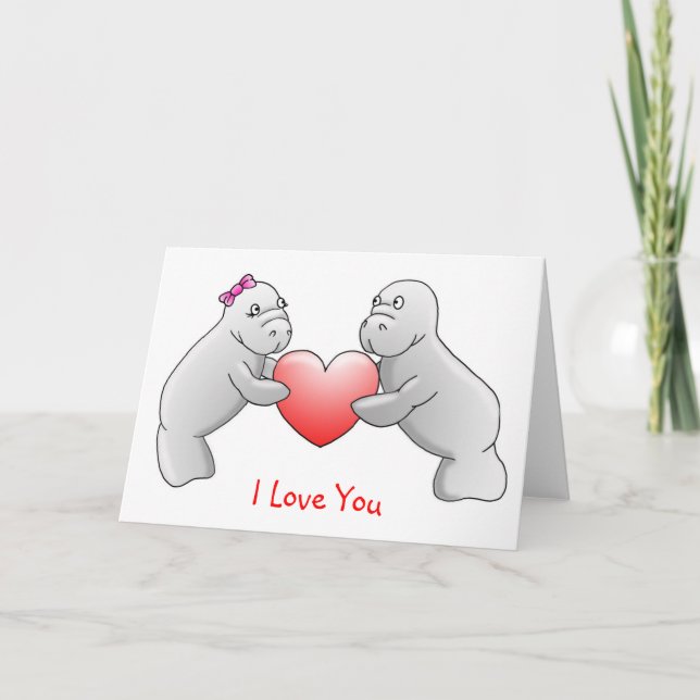 Cartão Manatees 'I Love You' greeting card (Frente)