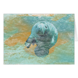 Cartão Manateio Na Arte Oceânica