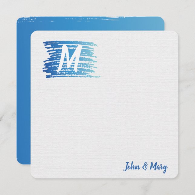 Cartão Mancha de tinta com aquarela com monograma (Frente/Verso)