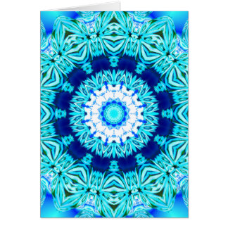 Cartão Mandala azul do laço do gelo, ciano abstrato