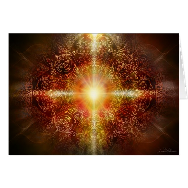 Cartão Mandala Brown do coração (Frente Horizontal)