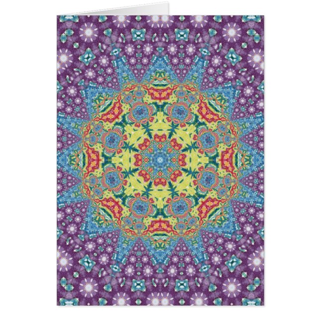 Cartão Mandala colorida da meditação (Frente)