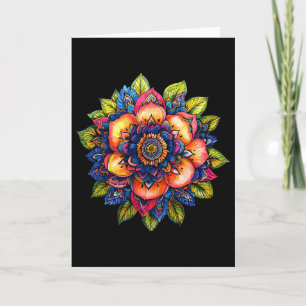 Cartão Mandala Colorido Flor de Lótus Boho Yoga Meditação