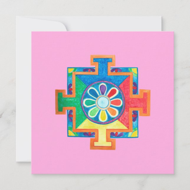 Cartão Mandala de Criação de Aquarela (Frente)