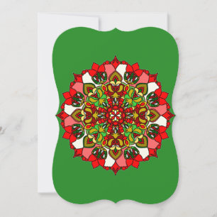 Cartão Mandala de Natal Desenhado à Mão