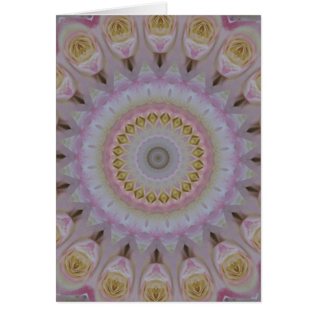 Cartão Mandala de rosas amarelos (Frente)