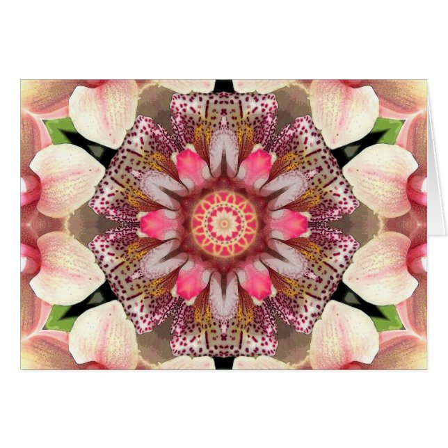 Cartão Mandala do fluxo da flor (Frente Horizontal)