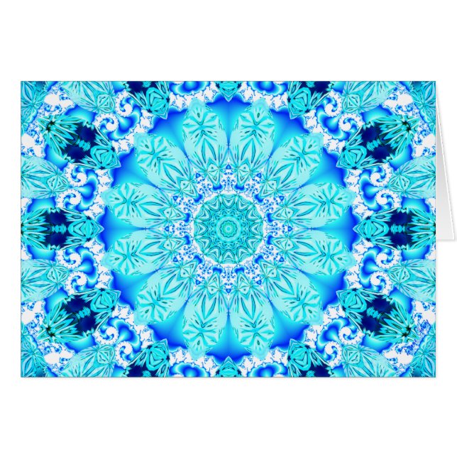 Cartão Mandala do laço do Aqua, delicada, abstrato (Frente Horizontal)