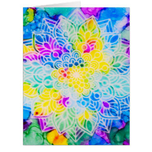 Cartão Mandala em tinta a álcool