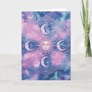 Cartão Mandala Galáxia Nebulosa do Sol e da Lua Celeste